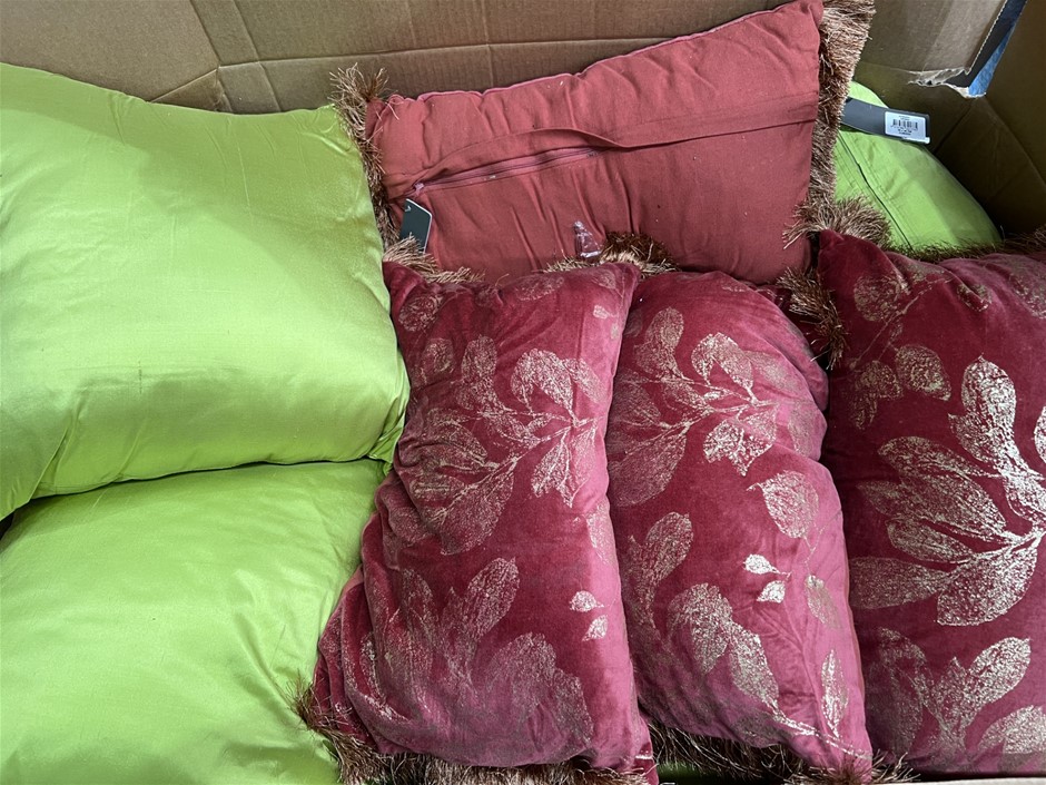 10 x Assorted Cushions; Incl. 4 x Red Rectangle Cushions, 6 x Square Cushio