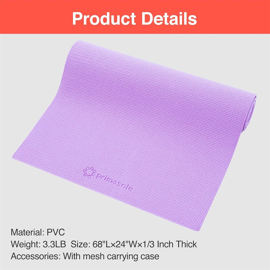 PRIMASOLE 1/3 thick Yoga Mat with Carry Strap. NB: Missing carry bag.
