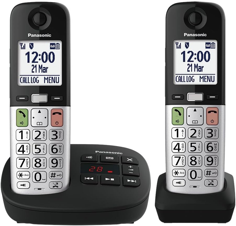 Panasonic Digital Cordless Phone with Answering Machine, Large Display, Hea