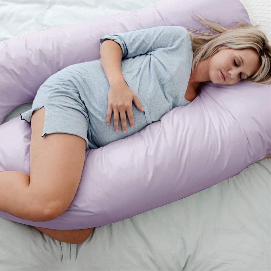 WOOLCOMFORT Pregnancy Pillow with Pillowcase, 140 x 80 x 45cm, Lilac. NB: D