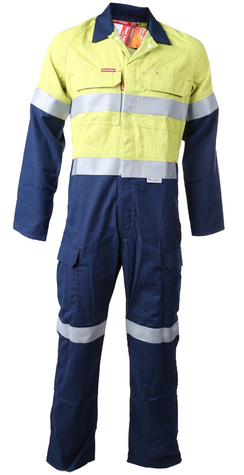 6 x HARD YAKKA Cotton Drill Coveralls, Size 107S, Fire Retardant, 3M Reflec