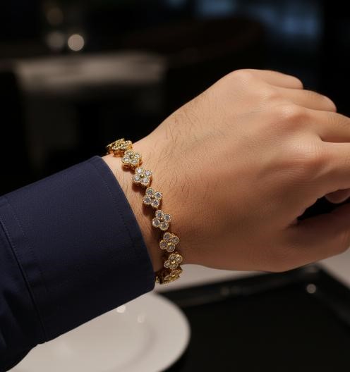 Jewelz Merchants Women's Gold-Tone Tennis Bracelet  – 17.8cm