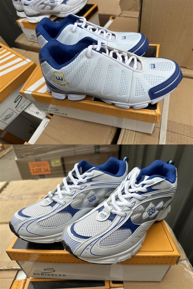 18 Pairs SCRIBBLER Athletic Sneakers: 9 Pairs White/Blue Size EU 41 + 9 Pai