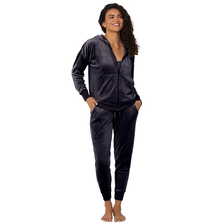 2pc JEZEBEL Women's Velour Set, Size S, Inkwell Navy. Buyers Note - Discou
