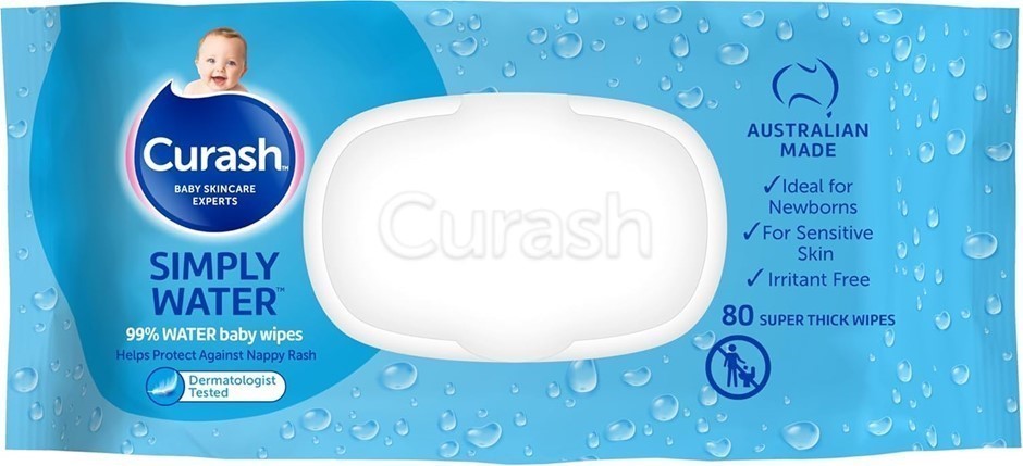 8 x CURASH Simply Water Baby Wipes, 80 Wipe Count. Buyers Note - Discount
