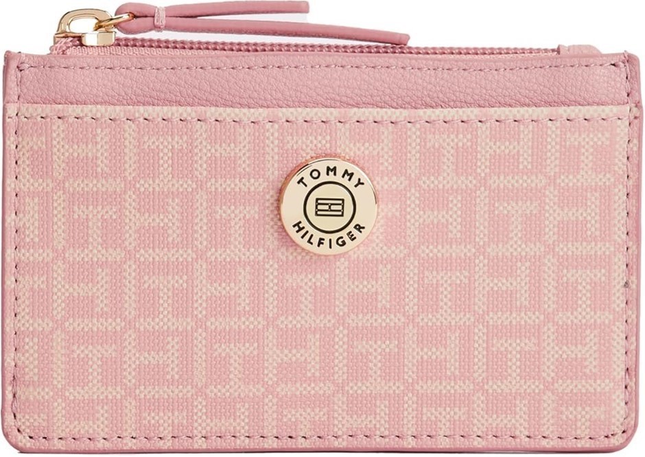 TOMMY HILFIGER Women's Mimi Zip Credit Card Wallet, Pink, One Size RRP $99