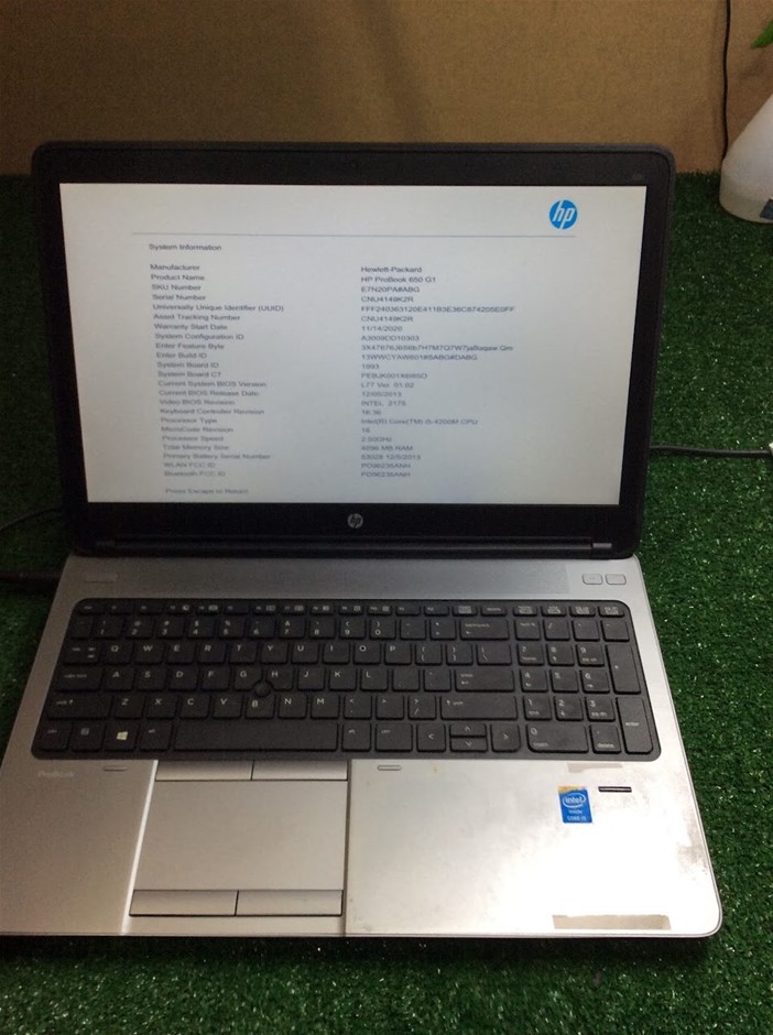 HP 650 G1 laptop I5-4200M 4GBRAM NO HDD Black