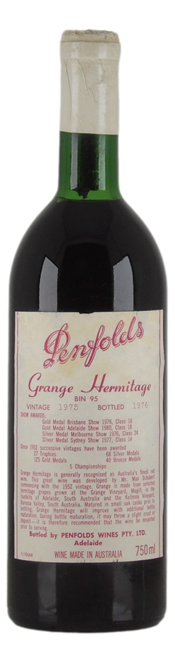 Penfolds Bin 95 Grange Hermitage 1975 (1x 750mL), SA.