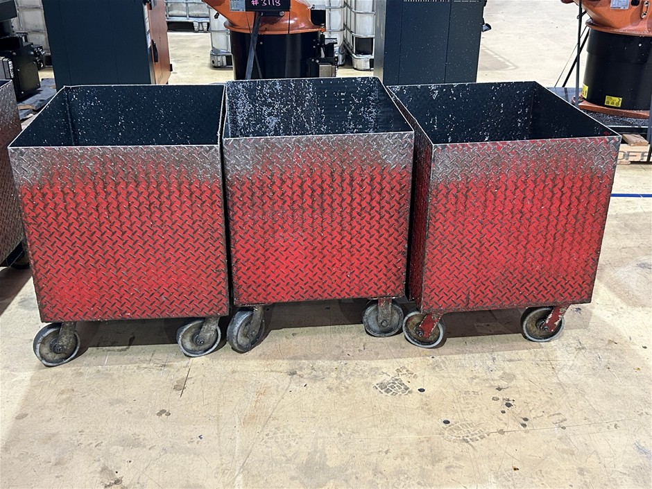 3 x Mobile Steel Bins