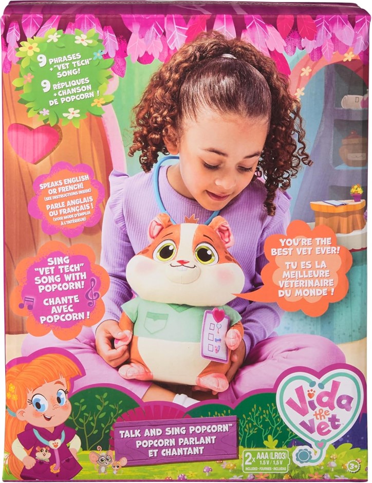 3 X VIDA THE VET Popcorn Talking Plush Toy, 23-cm Tall Electronic Stuffed A
