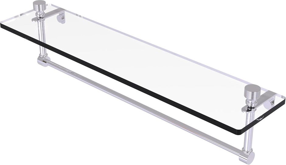 ALLIED BRASS Foxtrot 22 Inch Glass Vanity Shelf with Integrated Towel Bar,