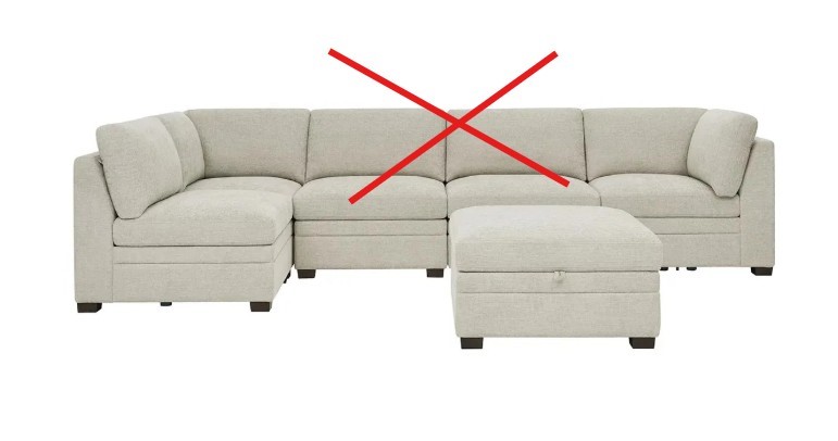 THOMASVILLE 6-Seater Fabric Modular Sectional With Storage Ottoman, Beige/T