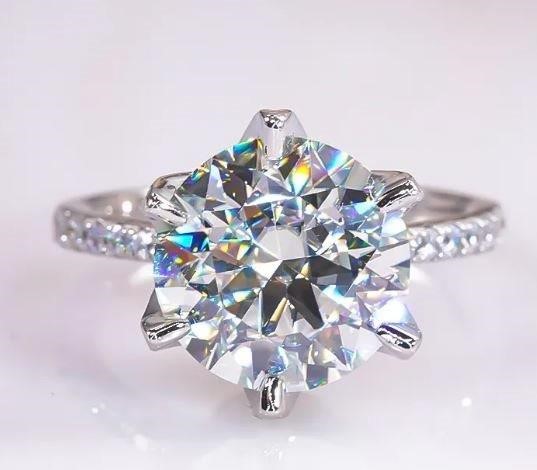 3.0ct GRA Moissanite white 925 Sterling silver Ring -8US