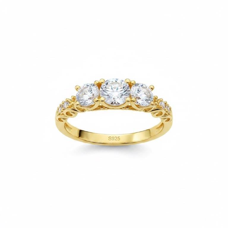 GRA Moissanite white 18k Solid Yellow Gold Vermeil Ring -8US