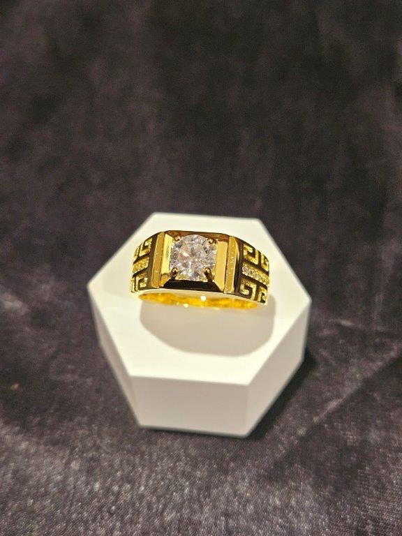 1.0ct GRA Moissanite white 18k Yellow Gold Vermeil Ring -Adjustable