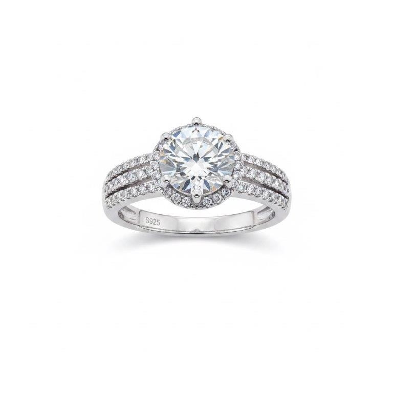 2.0ct GRA Moissanite white 18k white Gold Vermeil Ring -8US