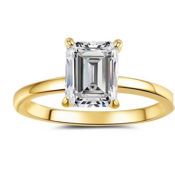 1.0ct GRA Moissanite white 18k Solid Yellow Gold Vermeil Ring -adjustable
