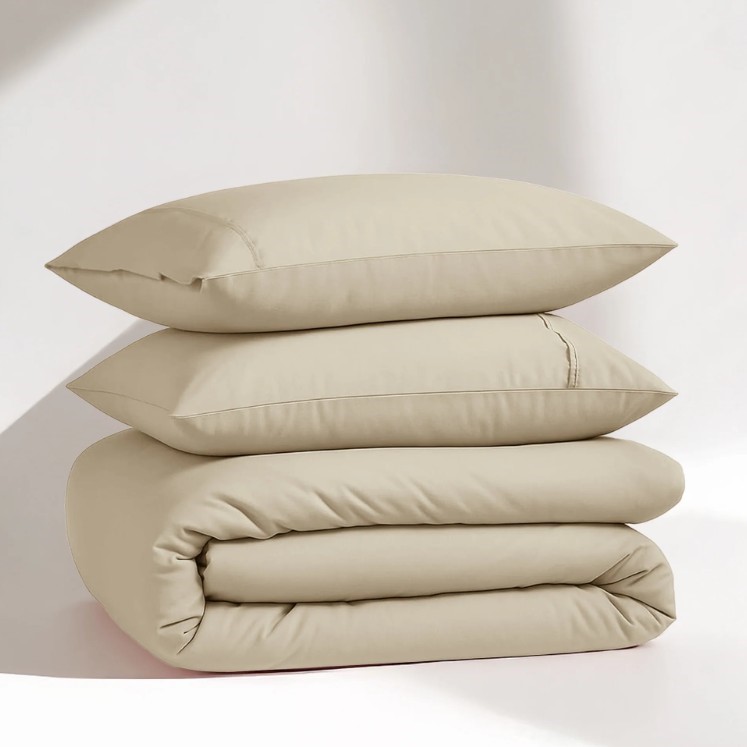 Lane Linen 100% Organic Washed Cotton Quilt Cover 3 Piece Set (1 Duvet Cove