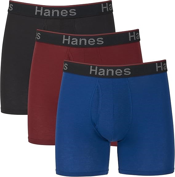 Hanes Men's Comfort Flex Fit Total Support Pouch Boxer Briefs, 3-Pack, Asso