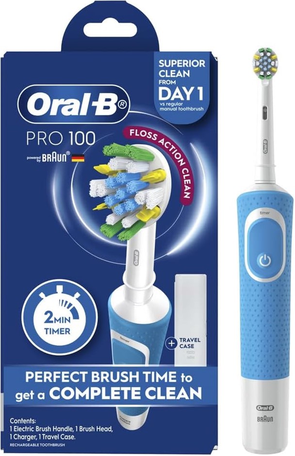 ORAL-B Pro 100 Floss Action Clean Electric Toothbrush, Blue. NB: no brush &