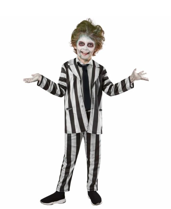 Beetlejuice 2 Deluxe Movie Horror Black White Suit Boys Costume, Medium 6-8