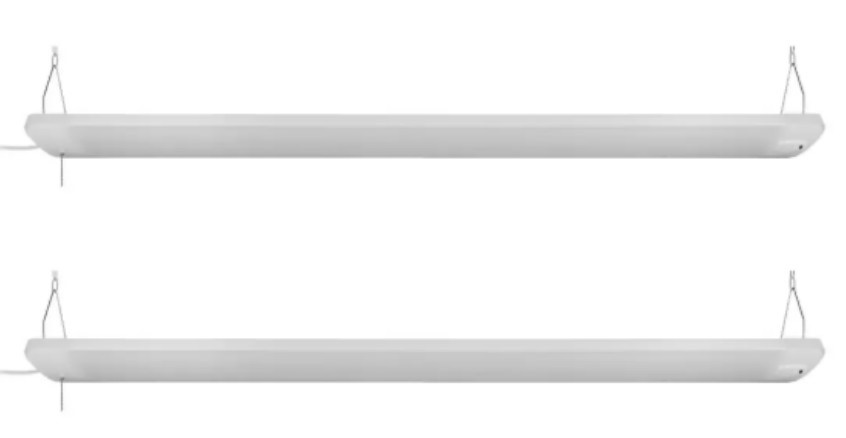 2x FEIT Slim 1.2m LED Shop Utility Light with PIR Motion Detection. NB: no