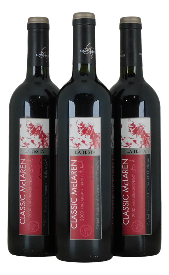 Classic McLaren La Testa Red Blend 2000 (3x 750mL), Mclaren Vale.
