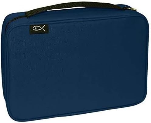 DIVINITY BOUTIQUE Canvas Bible Zippered Case with Pockets, Navy Blue. Buye