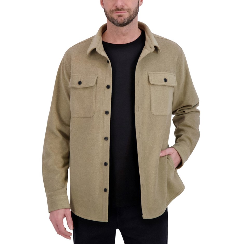 KSIGNATURE Men's Shirt Jacket, Size M, Tan. Buyers Note - Discount Freight