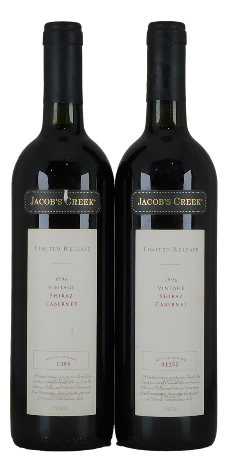 Jacobs Creek Limited Release Shiraz Cabernet 1996 (2x 750mL), SA.