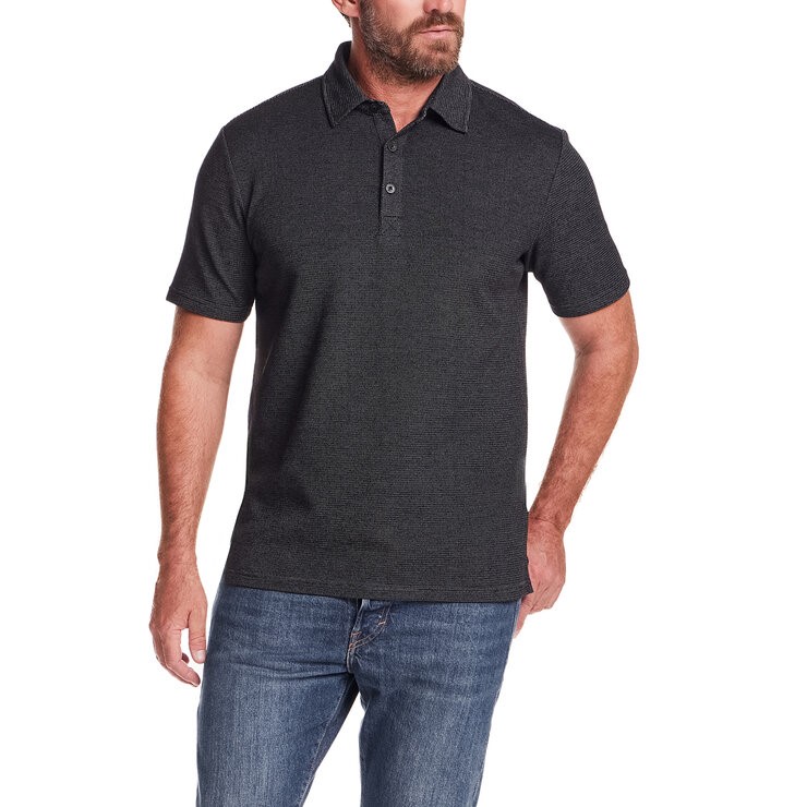 VINTAGE&BLACK Men's SS Weatherproof Polo, Size L, Black. Buyers Note - Dis