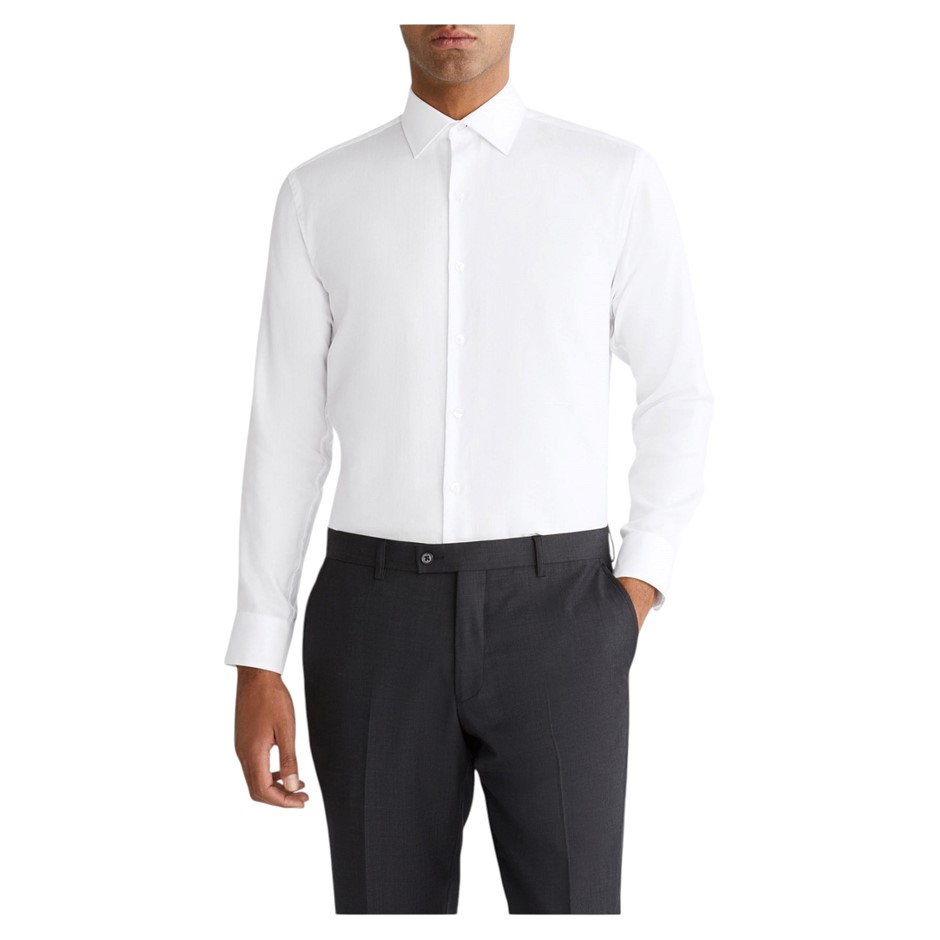 CALVIN KLEIN Slim L/S Oxford Shirt, Size XL, 100% Cotton, White (BWHT), COS