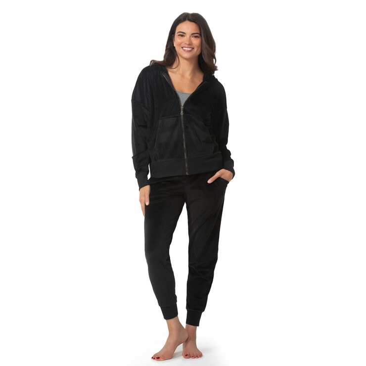 2pc JEZEBEL Women's Velour Set, Size XS, Black. Buyers Note - Discount Fre
