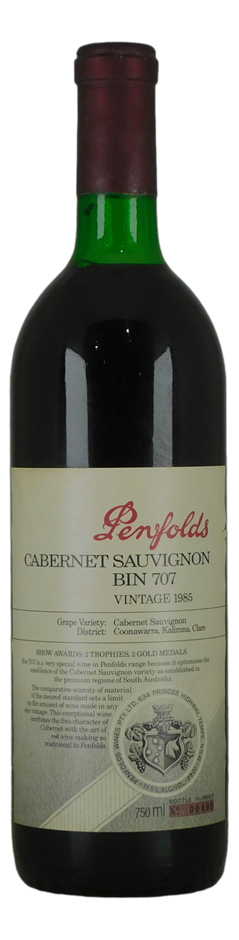 Penfolds Bin 707 Cabernet Sauvignon 1985 Bottle No. 00400 (1 x 750mL), SA.