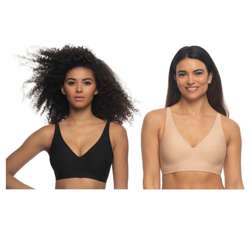 2-Pack JEZEBEL Women's Seam-Free Wireless Bras, Size S, Black/Nude. Buyers