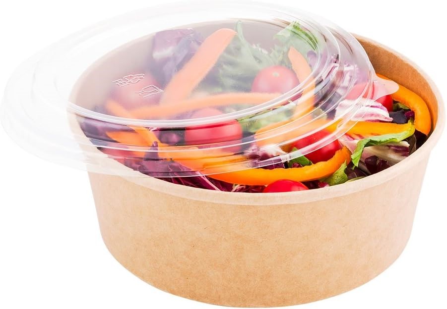 RESTAURANTWARE 200 Pcs Round Bio Salad Container, Food Container - Kraft Br