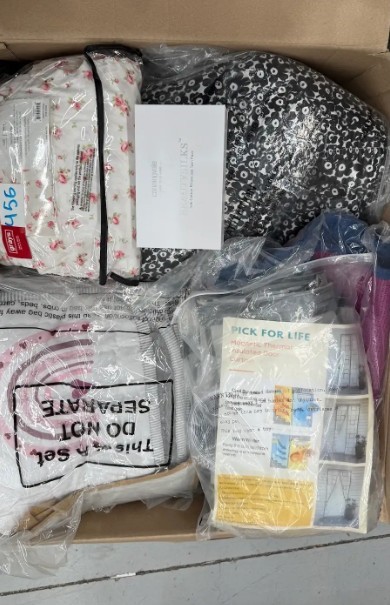 Assorted Box of Bedding and Curtains, Pillowcases. NB: Items may not be in