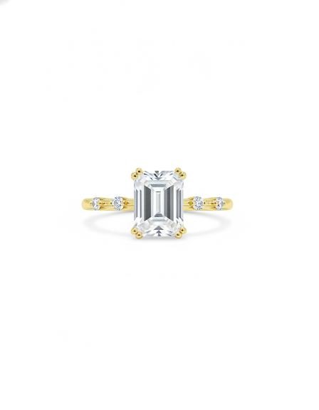 14K/Italy 2.0ct Emerald Cut Yellow Gold Filled Ring(stamped)-8US