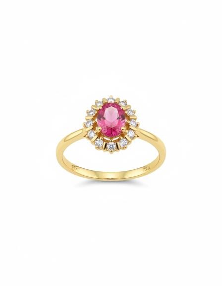 14K/Italy 1.5ct Ruby Oval cut Yellow Gold Filled Ring(stamped)-8US