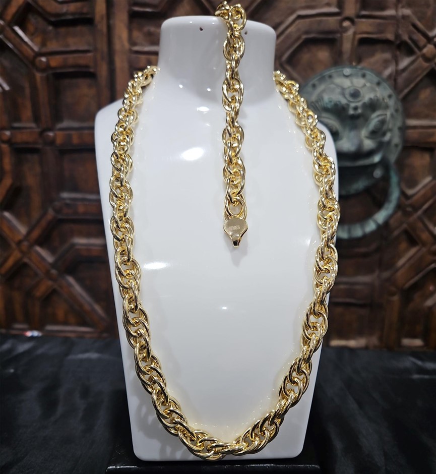 18K/Italy Set Chain and Bracelet -(stamped 18K/Italy)--Bonus Gift