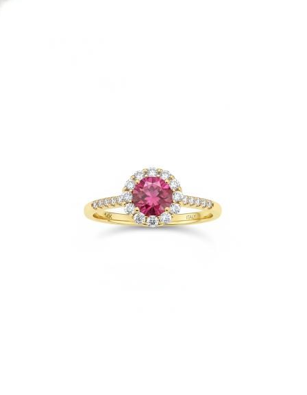 14K/Italy 1.0ct Ruby Stone Yellow Gold Filled Ring(stamped)-9US-Bonus Gift