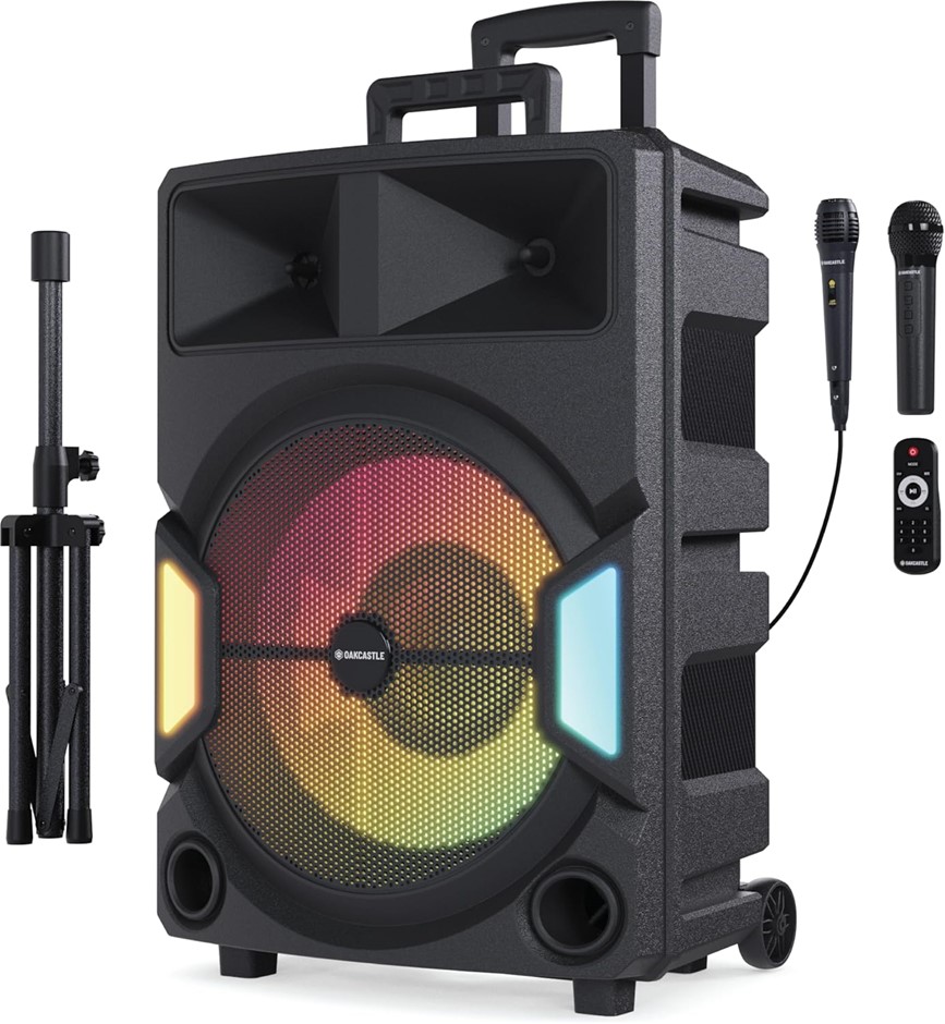Majority PS500 150W Bluetooth Party Speaker with Karaoke and PA System, Bla