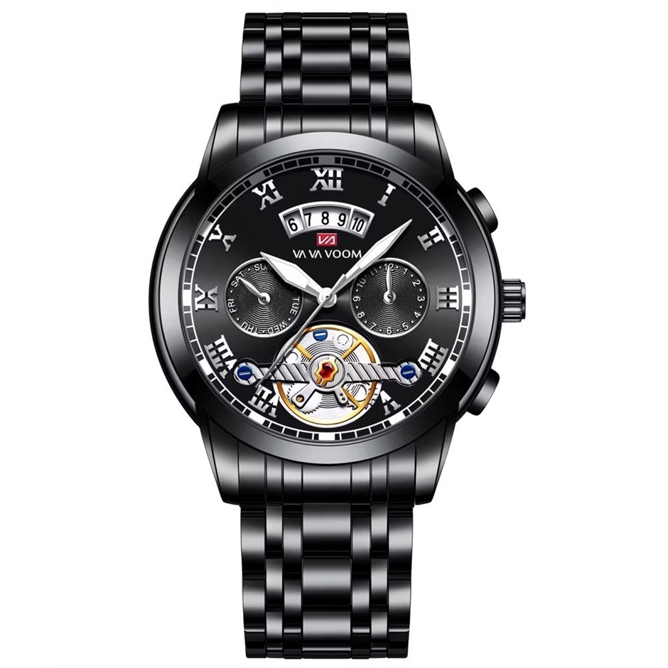 Tourbillon Glow in the Dark Sports Men's Watch, Black
