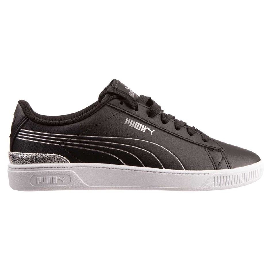 PUMA Women's Vikky V3 Metallic Shine Shoes, Size US 6.5, Black/Silver (04),