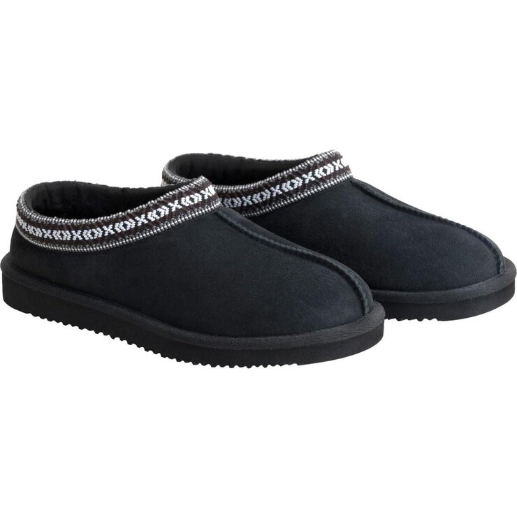 SIGNATURE Unisex Shearling Tasman Slippers, Size US m7/w8, Black.