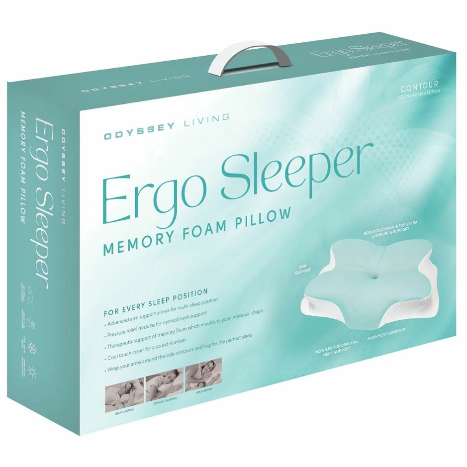 5 x ODYSSEY LIVING Ergo Sleeper Memory Foam Pillow. N.B: All pillows are st