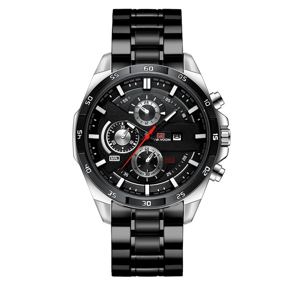 Luxury Multifunctional Water Resistant Fashion Watch for Men, Black