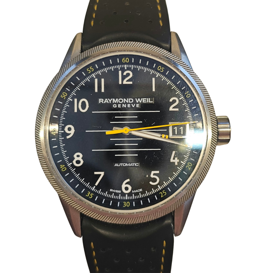 RAYMOND WEIL FREELANCER 42.5MM STAINLESS STEEL REF 2754-SR-05200 BLACK BXO