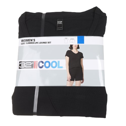 32 DEGREES Women's 2pc Luxe Summer Lounge Set, Size S, Modal/Elastane, Blac