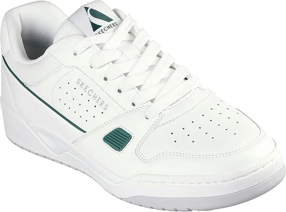 SKECHERS Men's Koopa Court Tiebreak Sneaker, US12/UK11/EUR46, White/Green,